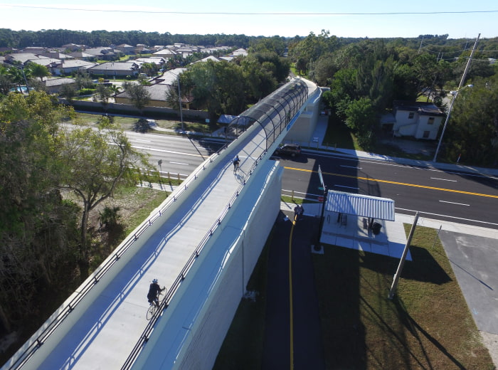 Overview Shot - Legacy Trail over Laurel Road Pedestrian Overpass