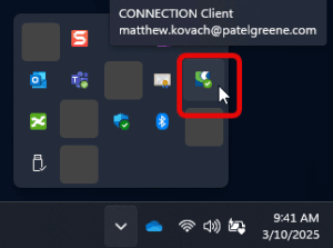CONNECTION Client icon via Windows Taskbar