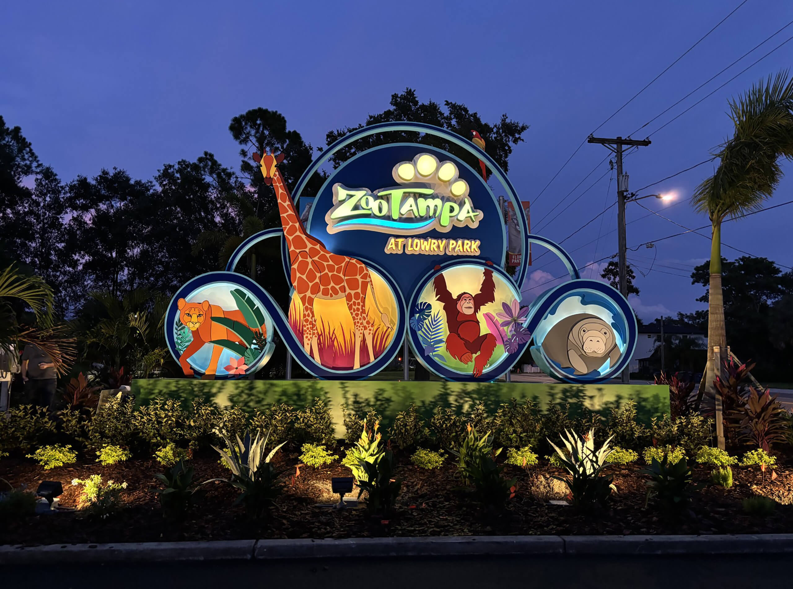ZooTampa at Lowry Park Entry Sign 2 Caption - Legacy Trail over Laurel Road Pedestrian Overpass